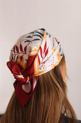 Foulard rouge, vert sapin et ocre I Automne